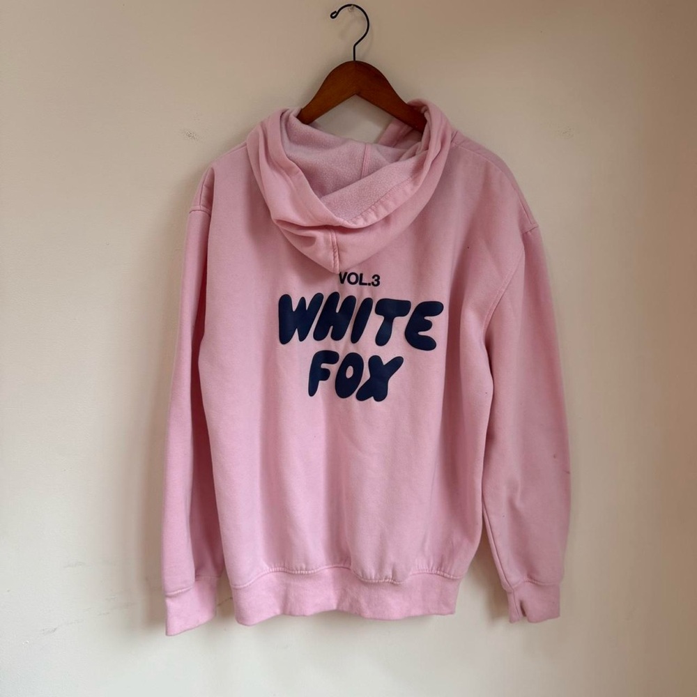 White fox posy pink hoodie